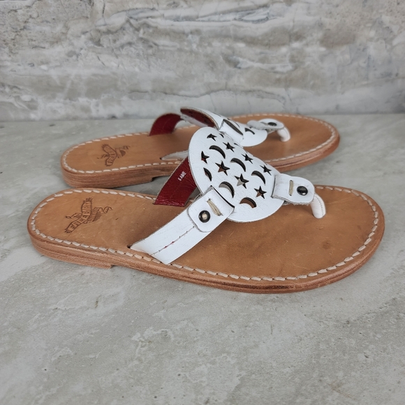 Freebird VALLARTA White Leather Celestial Moon & Stars Festival Thong Sandals 6 - Picture 6 of 13